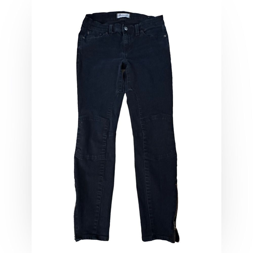 Madewell ~ Blue Skinny Skinny Jeans ~ ankle zippers ~ stitching detail ~ size 28